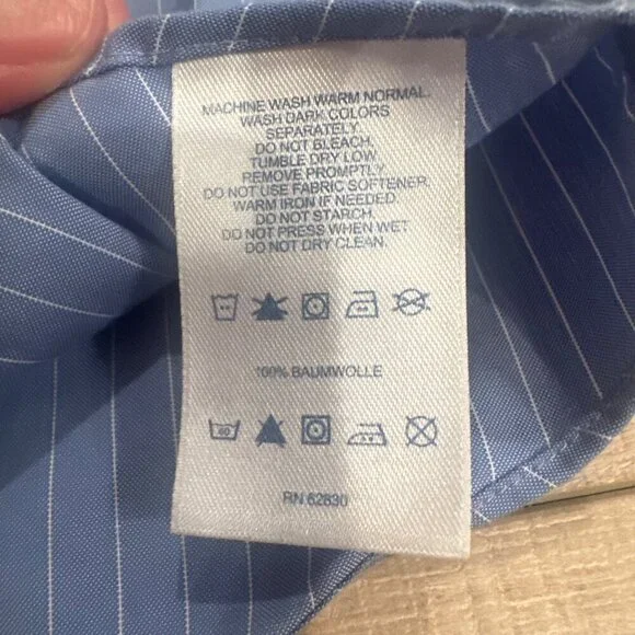 LANDS END MENS 16-32 NO IRON PINPOINT OXFORD LONG SLEEVE SHIRT BUTTON UP - Picture 3 of 8